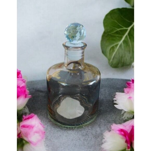 Vintage-Style Pink Clear Glass Bottle with Faceted Plastic Stopper - Perfume/Oil - Picture 1 of 10